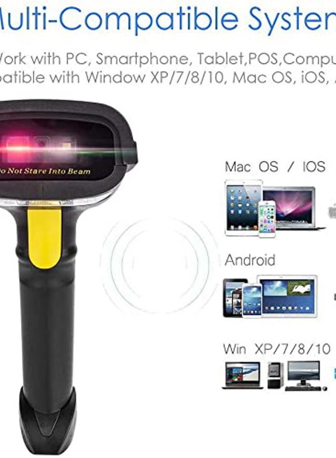 NETUM ماسح الباركود ثنائي الأبعاد، متوافق مع اتصال لاسلكي 2.4G وبلوتوث وUSB سلكي، يتصل بالهاتف الذكي، الجهاز اللوحي، الكمبيوتر، قارئ باركود 1D يعمل مع QR PDF417 Data Matrix (NT-1228BL) - Image 2